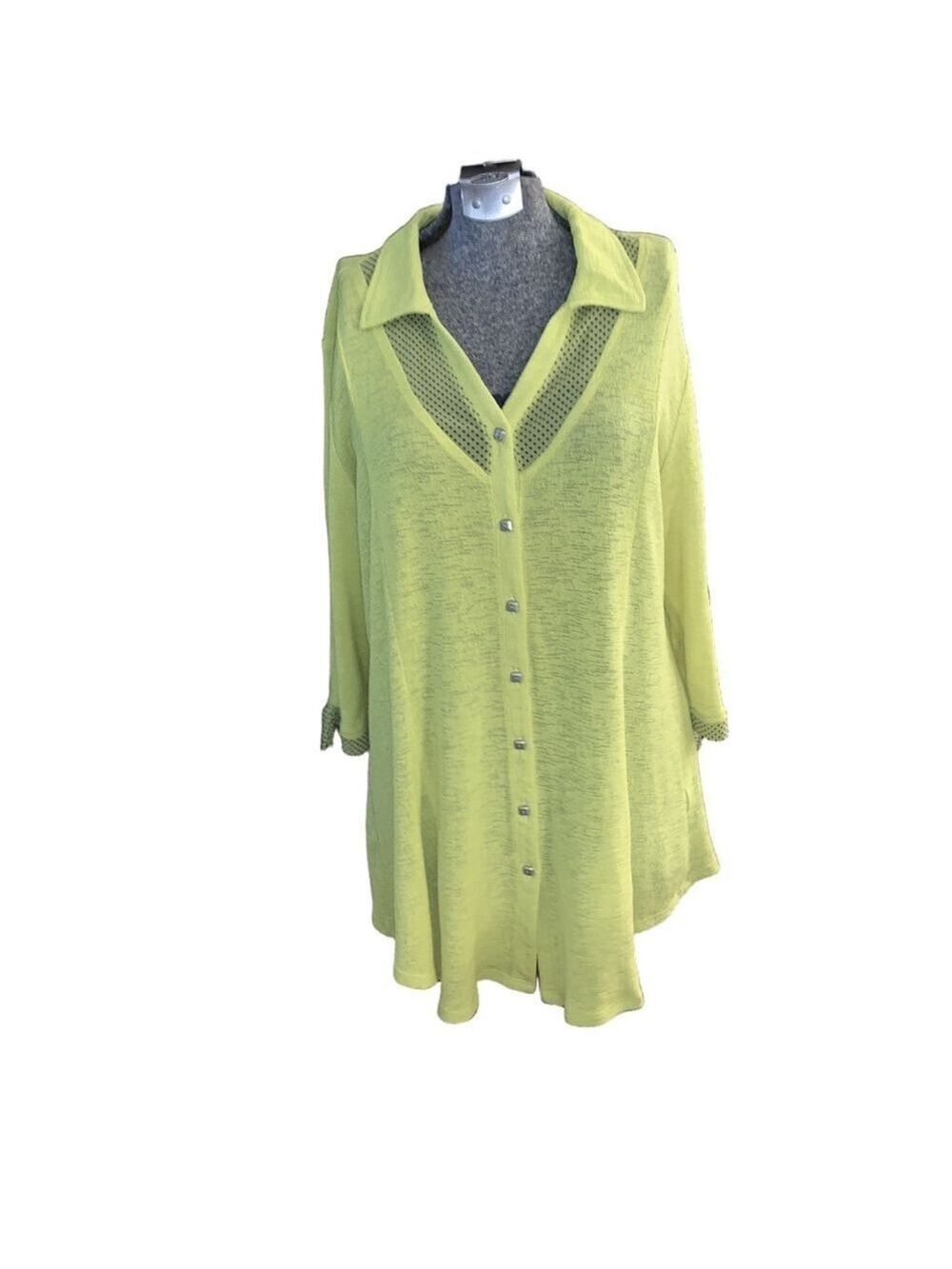 Women's Tunic Top light lime green/Black Size L